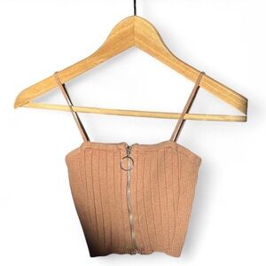 Kendall & Kylie Brown Ribbed Crop Top